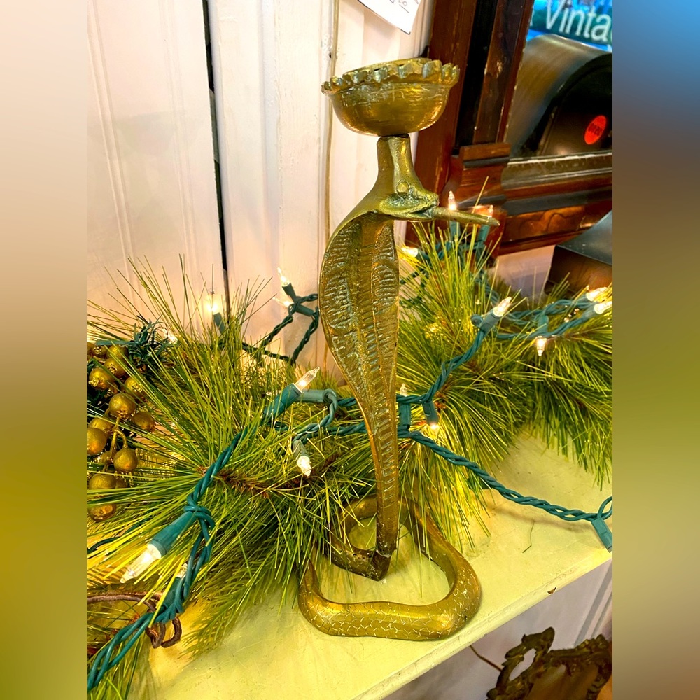 Brass Snake candleholder 11”